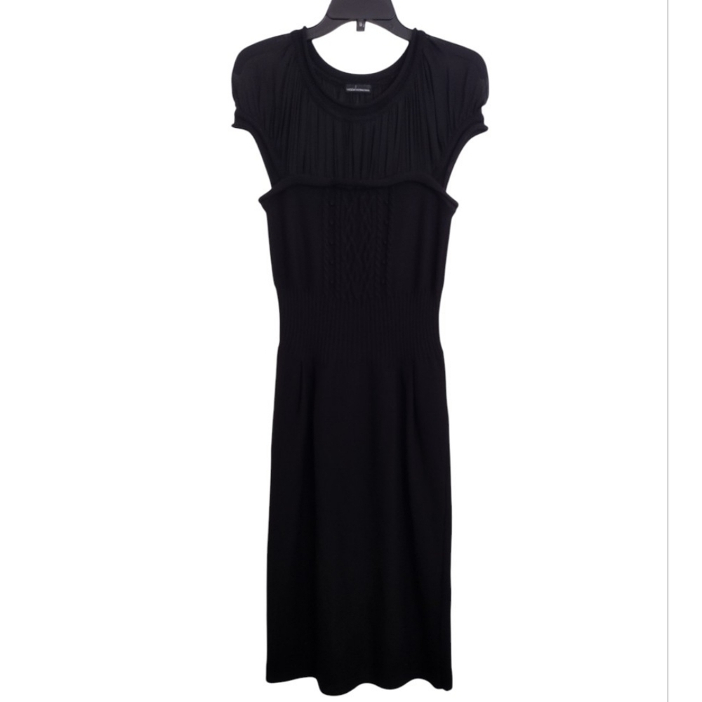 Moda International Elegant Knit Black Bodycon Short Sleeved Dress